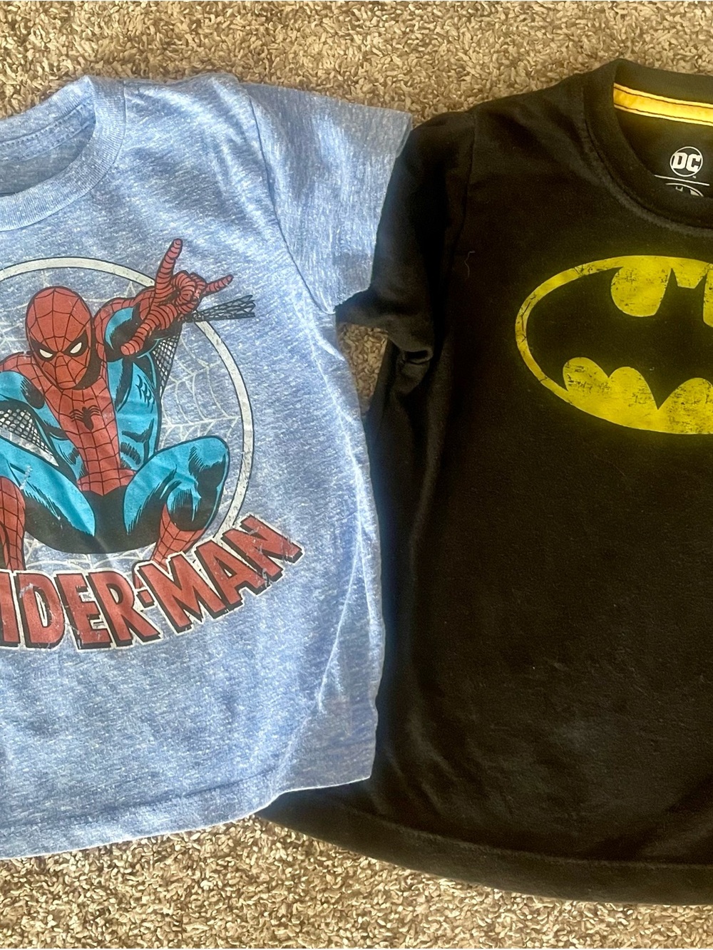 Marvel Spider-Man & Batman Kids Tees - Blue, Black & Yellow
